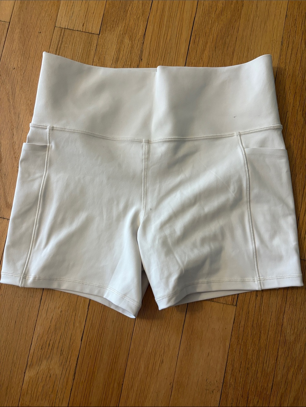 Athleta White High-Rise Athletic Shorts with Side Pockets